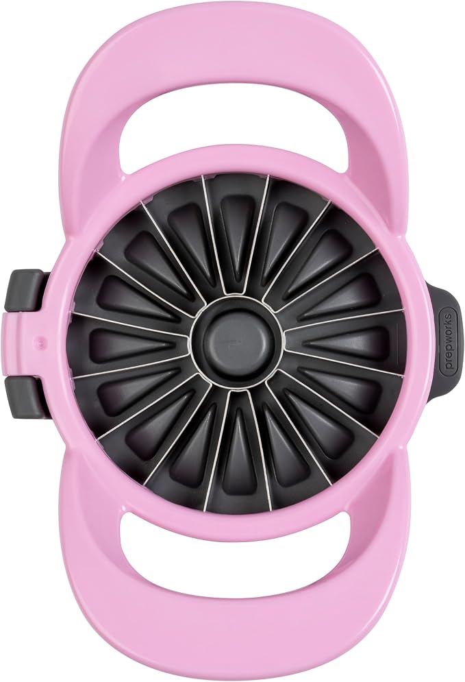 PrepWorks by Progressive Dishwasher Safe 16-Slice Thin Apple Slicer and Corer with Attached Safety Cover (Magenta)
