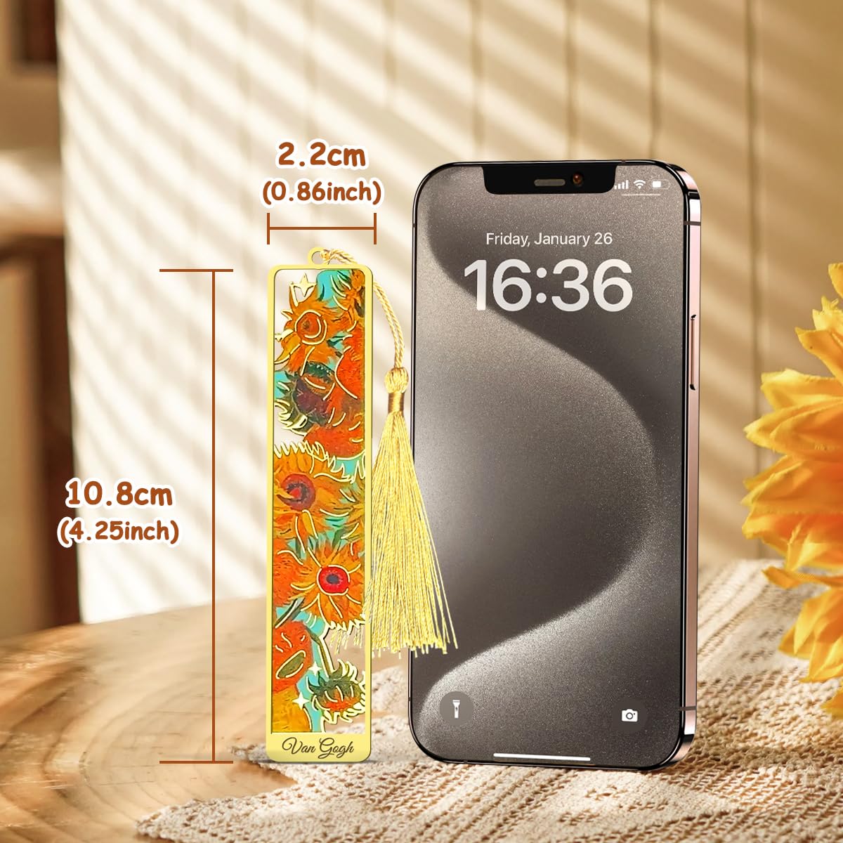 KInsound 8pcs Metal Bookmarks with Tassel, Golden Van Gogh Monet Oil Painting Theme Cute Book Markers for Reading Women, Men, Kids, Book Lovers, Reading Accessories Gifts for Book Lovers
