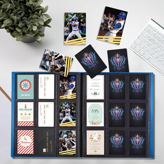 Card Binder, Upgraded 9 Pockets Trading Card Collection Binder for Cards, 360 Card Book Holder Album for Yugioh, MTG, TCG, Magic, Sports Cards - Blue