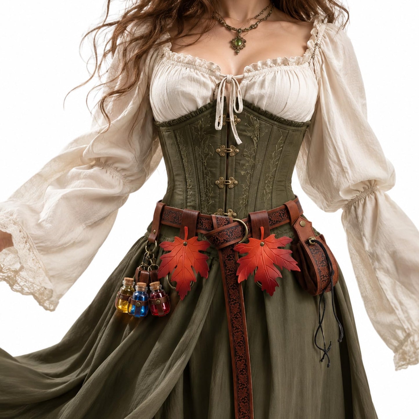 Luazuri Renaissance Belt Pouch Embossed Belt Magic Potion Bottle Skirt Hikes Medieval Halloween Cosplay Ren Faire Witch Props. (Brown B-5pcs)
