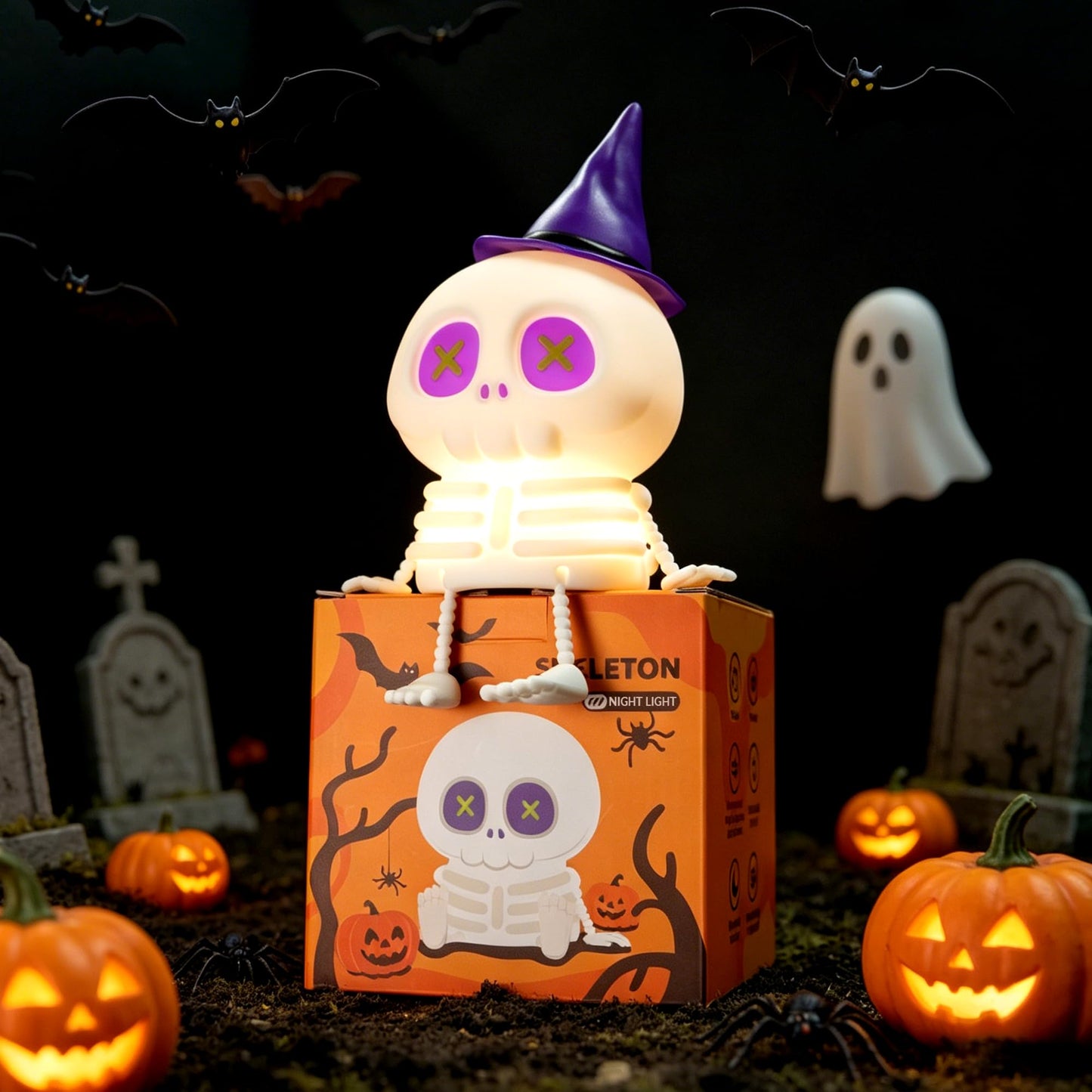 Skull Night Light for Kids Room, Skeleton Lamp,Halloween Decor Night Light
