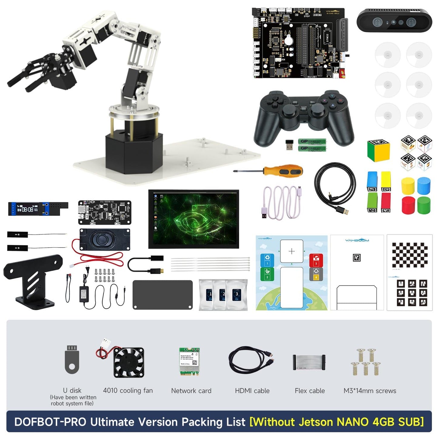 Yahboom Jetson Nano 4GB Robotic Arm 3D Recognition Depth Camera AI Visual Recognition ROS Robot with 10.1-inch Display Supports Large AI Model
