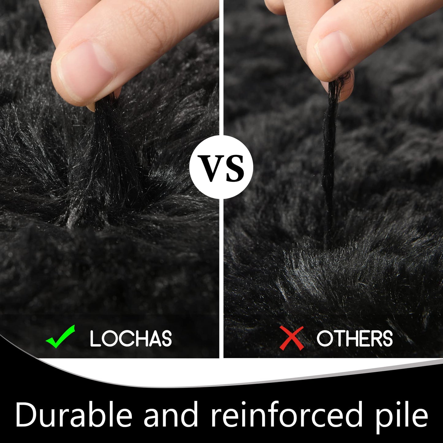 LOCHAS Ultra Soft Indoor Modern Area Rugs Fluffy Living Room Carpets for Children Bedroom Home Decor Nursery Rug 2x4 Feet, Black