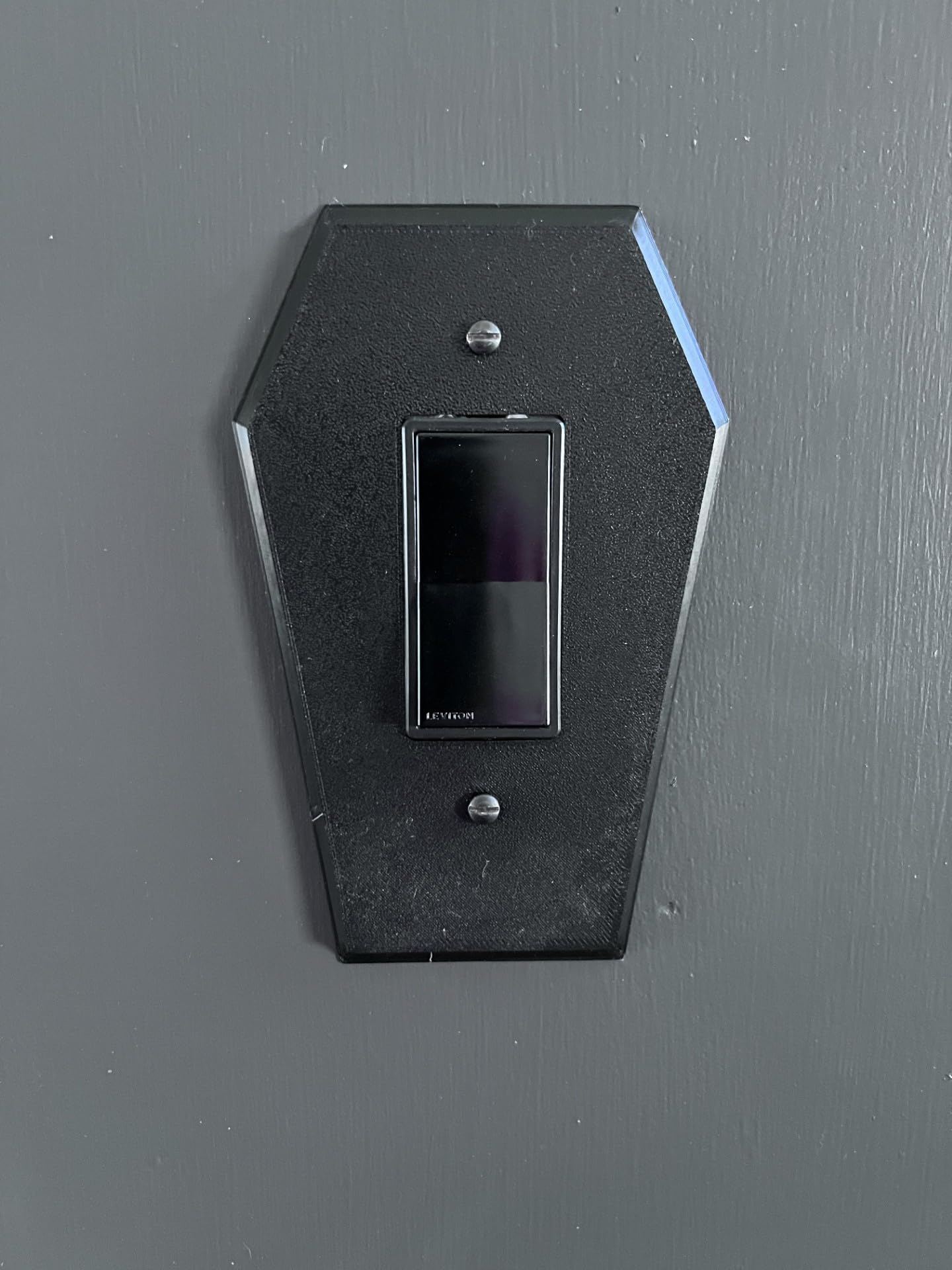 The Grey House Gothic Coffin Shaped Light Switch Cover Halloween Decor (Single Rocker Light Switch Cover), Black