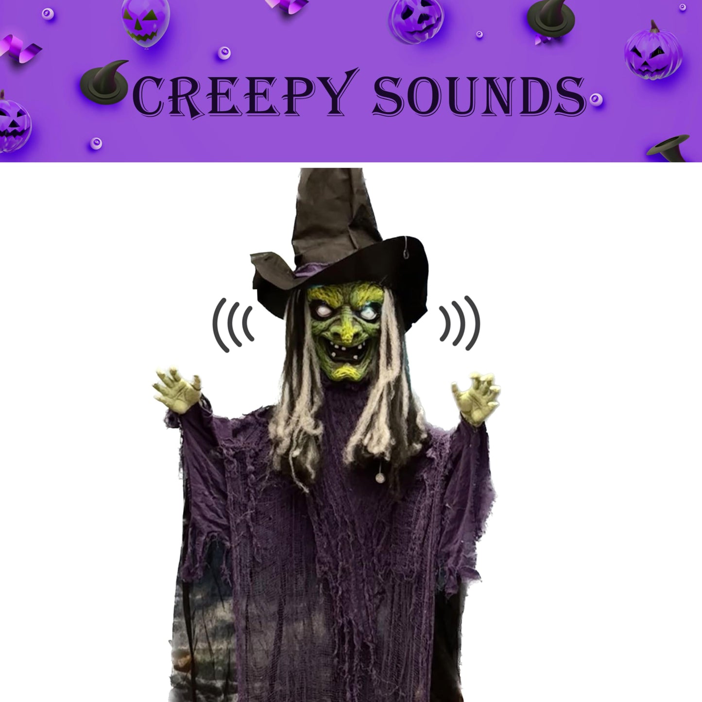 GiftExpress 12FT Hanging Laughing Witch Decoration with LED Light-up Eyes and Creepy Laughing Sound for Halloween House Decoration, Haunted House Decoration