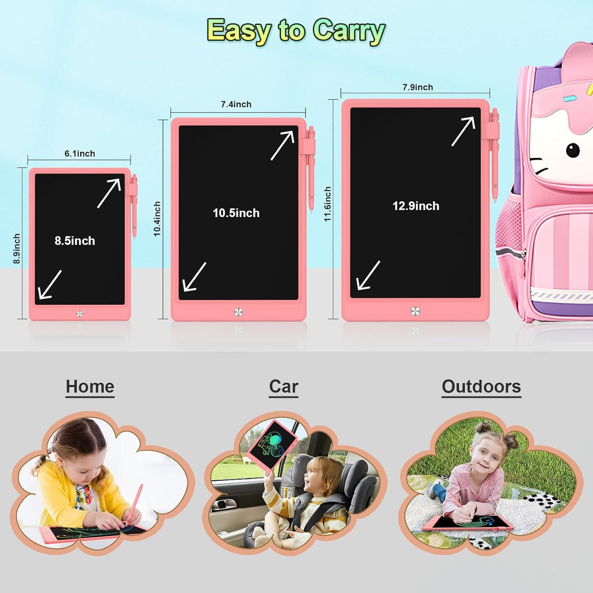 10.5 Inch LCD Writing Tablet for Kids, Colorful Toddler Doodle Board - Erasable Drawing Pad, Educational Learning Toy for Ages 3-8 - Valentine's Day Christmas Birthday Gifts (10.5 Inch, Pink)