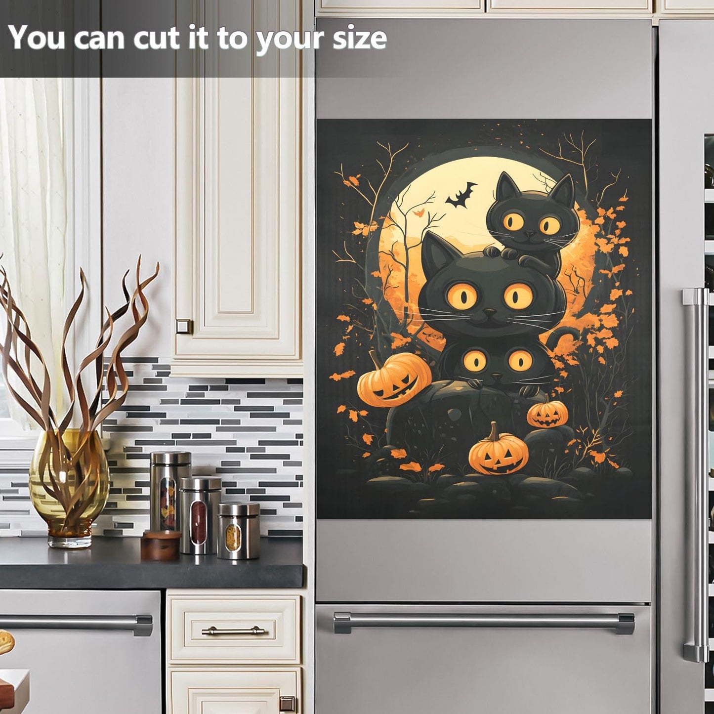 Cute Halloween Magnetic Sticker Dishwasher Door Cover Kitchen Cabinet Panels, Fridge Magnet, Home Appliances Decor Decals 23" W x 26" H