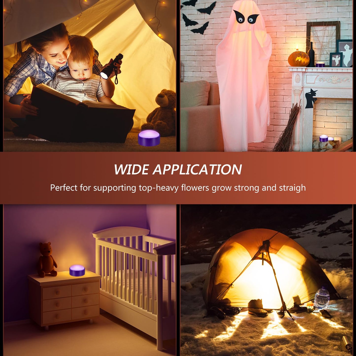 Riakrum 6 Pieces Halloween Remote Timer LED Lights with Remote Summer Halloween LED Pumpkin Lights Battery Operated Lantern Bright Flameless Candle(Purple,Purple Light)