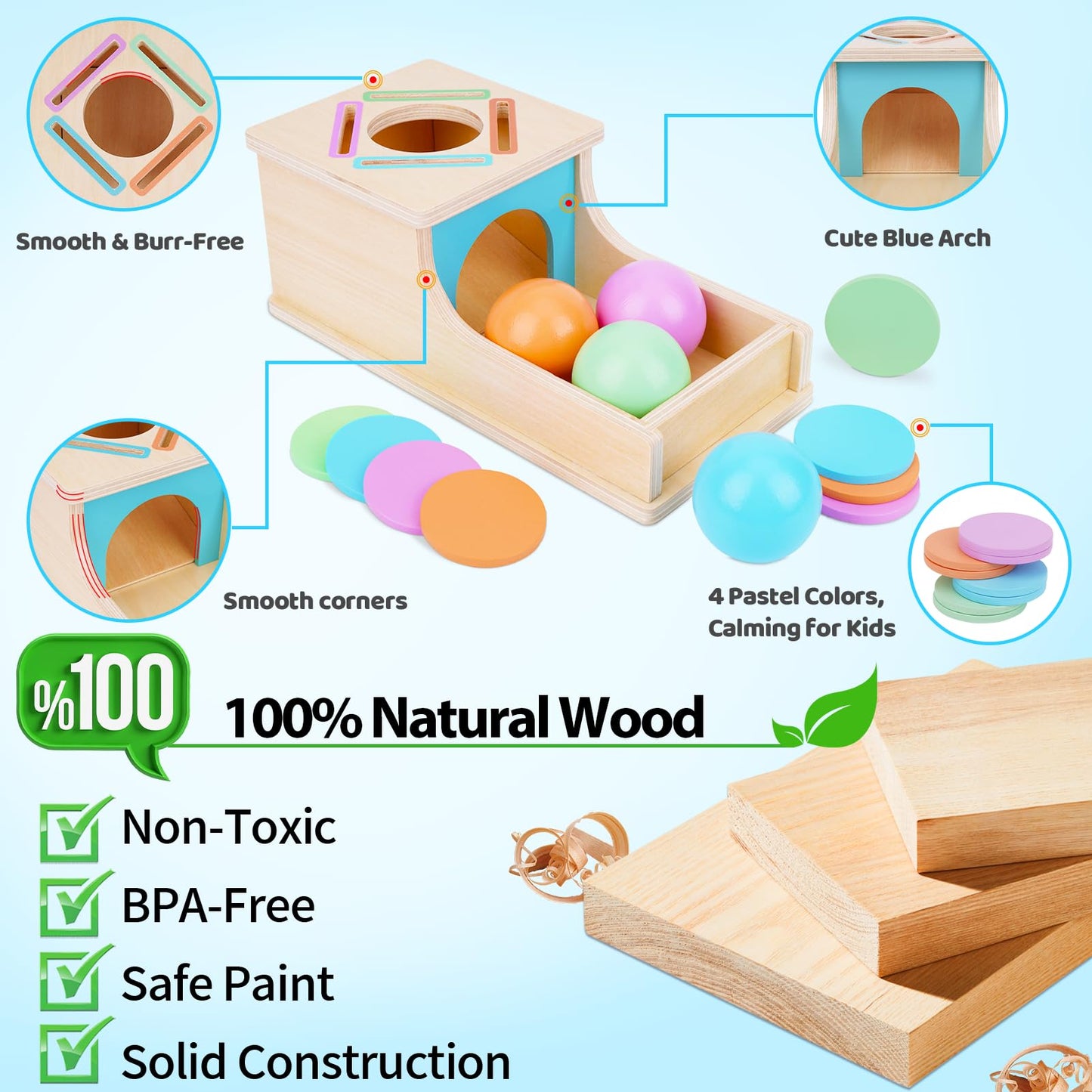 FCSONU Toddlers Montessori Coin Box Toys for 1 2 3 Year Old Boys Girls, Object Permanence Box Ball Drop Toy, Learning Sorting Sensory Toys for Ages 2-3 Kids, 1st Birthday Gifts for Baby 12-18 Months