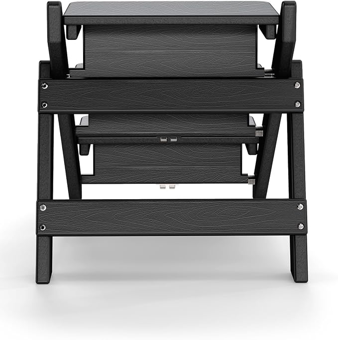 Dog Stairs and Steps, HDPE Plastic Wood Grain, 2-in-1 Foldable Pet Ramp for Small and Medium Dogs and Cats, for Bed Couch and Car, No Assembly Required, Supports Up to 150lbs, Black