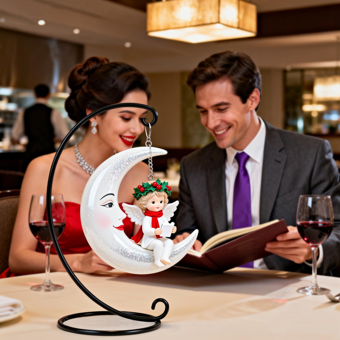 DaskFire 9in Ornament Display Stand, Air Plant Holder, Terrariums Hanger, Black Iron Wire Hanging Hook for Christmas Halloween Decoration, Glass Crystal Witch Ball, Home Party Decor Art Craft Fair