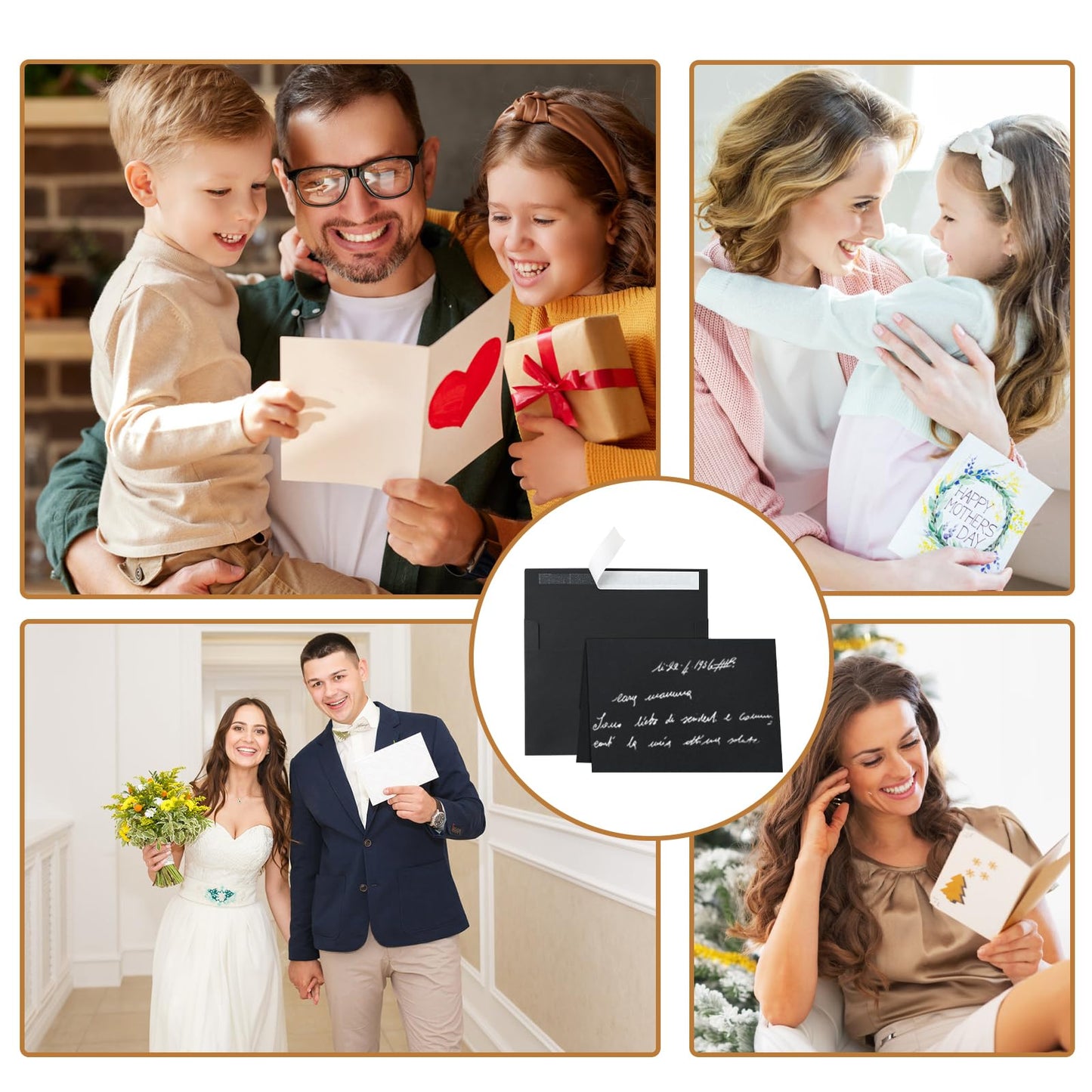 Silunkia 100 Packs Black Blank Greeting Cards and Envelopes 4.25 x 5.5 Heavyweight Folded Cardstock and Printable A2 Envelopes Self Seal for Wedding Invitations, Thank You Cards, Festival blessings