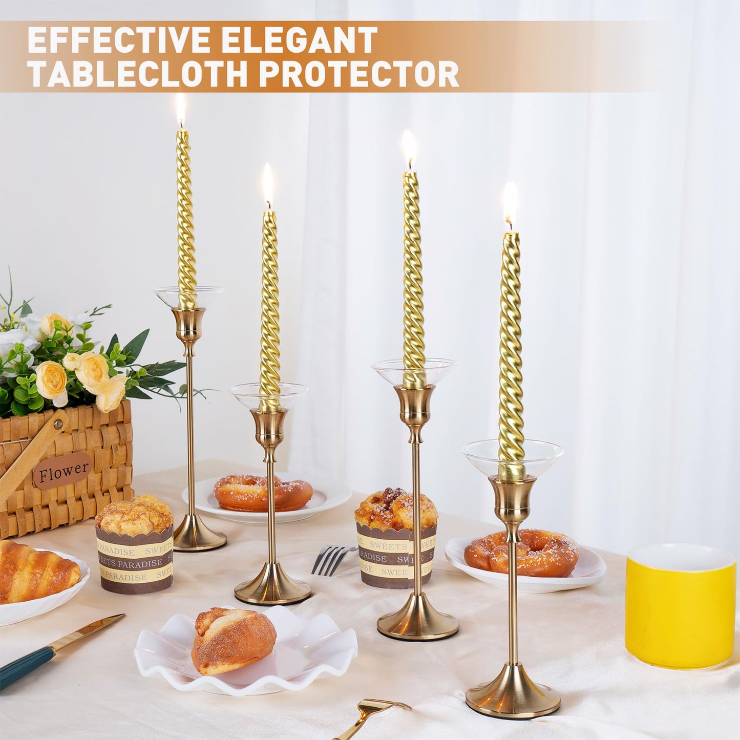 12Pcs Glass Bobeches for Candlestick Holders,Candle Drip Protectors Rings for Tapers, Clear Glass Rings Taper Candles Wax Catcher for Wedding Party Church Home, Accessories