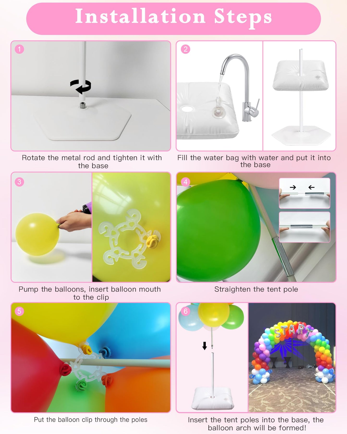 YALLOVE 21ft Balloon Arch Stand Kit, Free Combination in Width and Height (e.g. 10ft x 7.5ft), Convenient to Assemble and Disassemble, Not Include Balloons