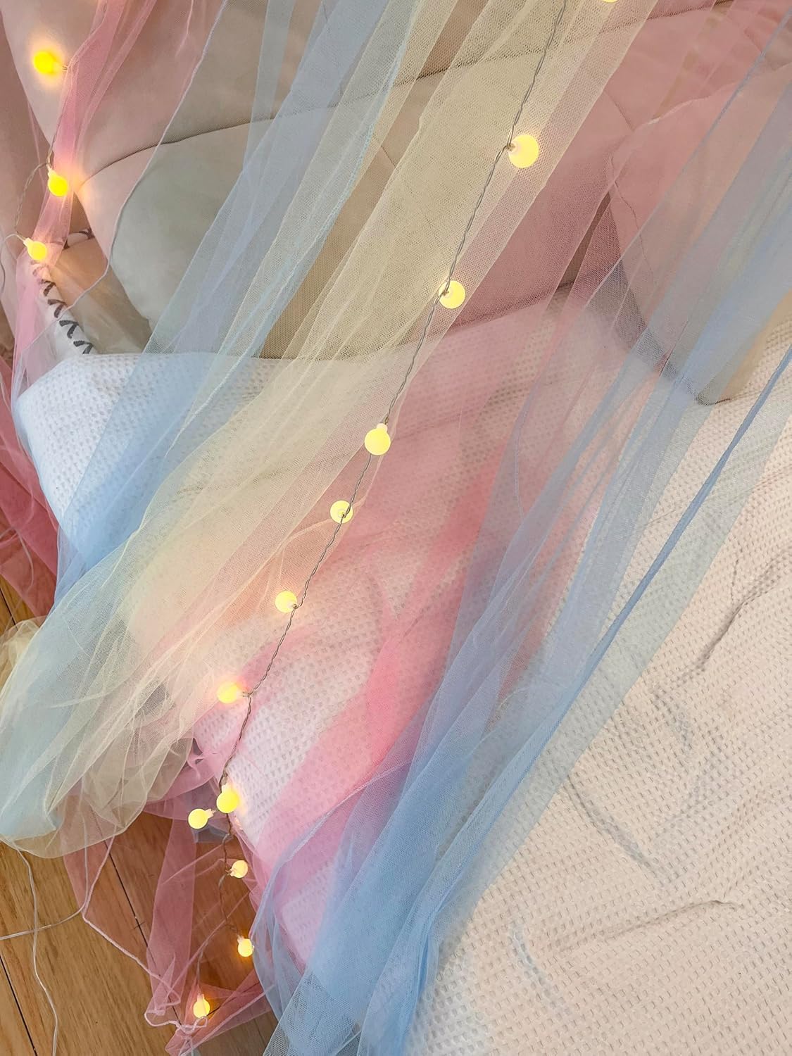 Comtelek Curtains Bed Canopy Rainbow Mosquito Net for Bed Canopy Four Corner Post Elegant Mosquito Net Set, Stick Hook &Profession Rope for net, Screen Netting Canopy Curtains, Full/Queen/King
