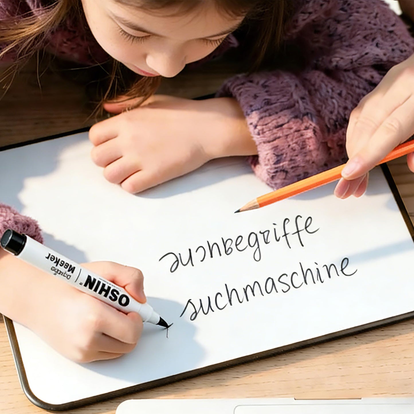 6 Pack Small White Boards, 9"x12" Double Sided Personal Dry Erase Boards Portable Handheld Whiteboards for Kids, Students, Teacher School, Include 6 Markers, 6 Erasers, 6X52 Pcs Letters