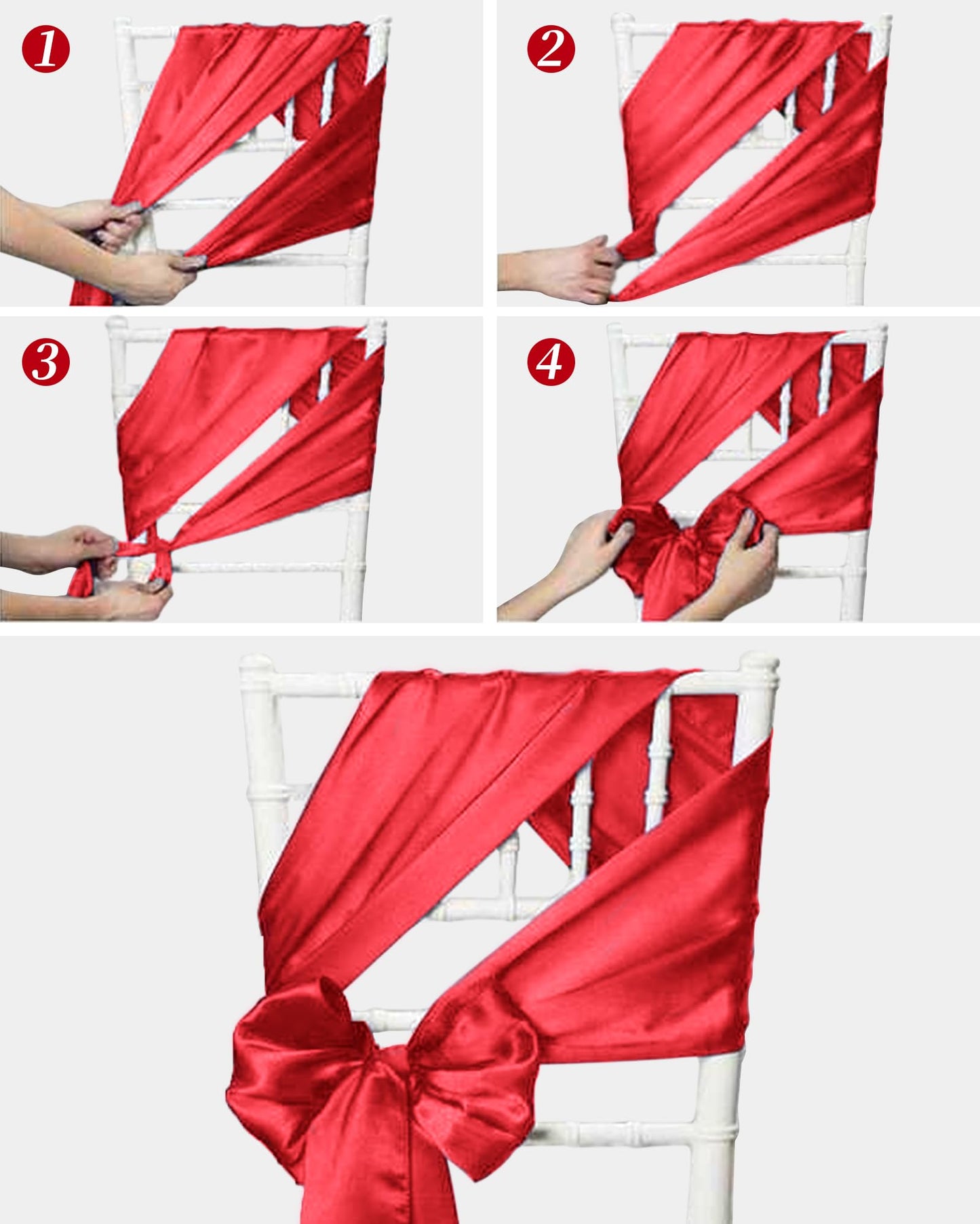 YMHPRIDE 60 PCS Red Satin Chair Sashes,Ties Chair Bows Designed Chair Sashes Chair Cover for Wedding Party Baby Shower Banquet Folding Chairs Decoration(Red,7x108 inch)