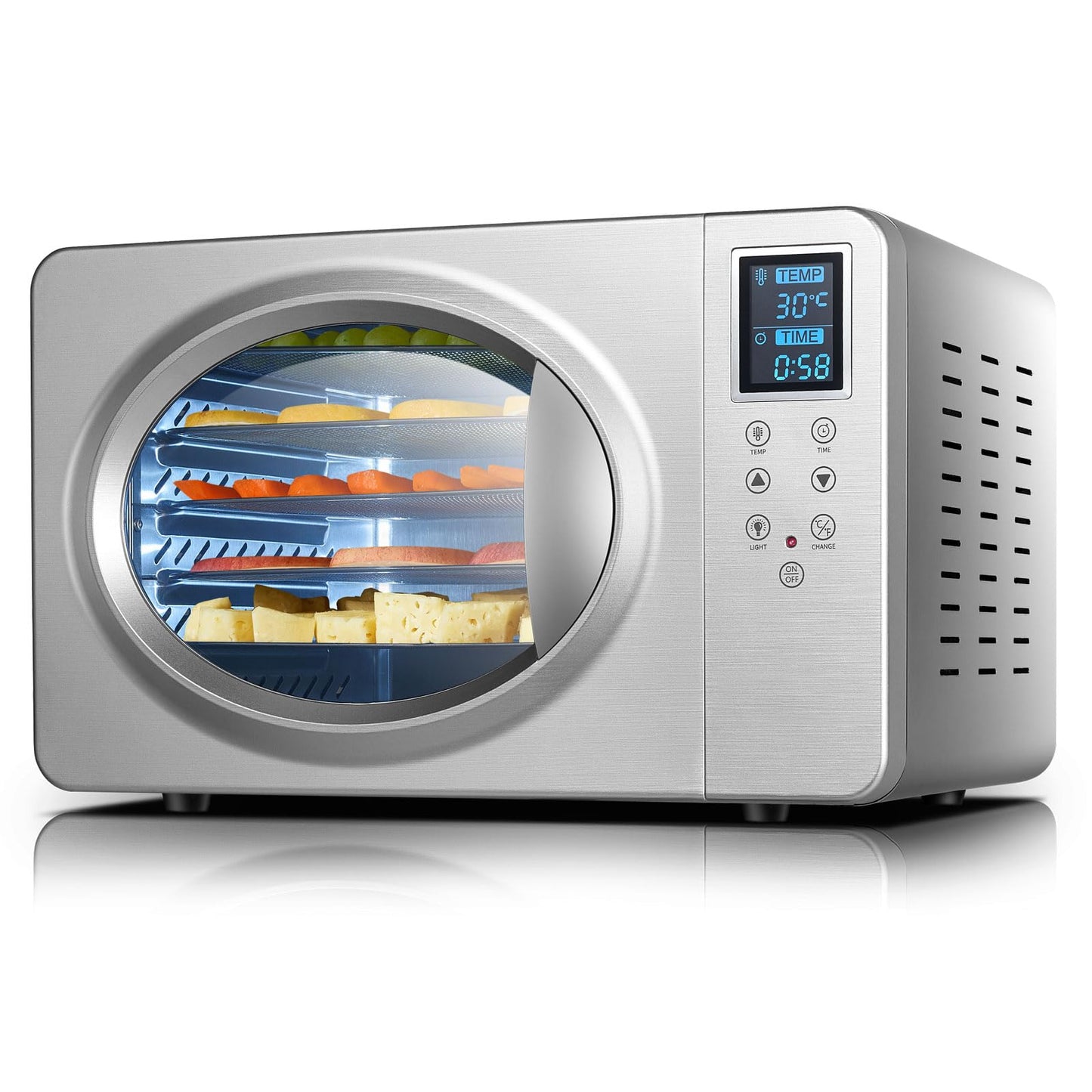 Septree 6 Trays Food Dehydrator, 500W Stainless Steel Meat Dehydrator for Jerky, Fruit Dryer Machine with 190℉ Temperature Control Adjustable Timer, for Herbs Vegetables Yogurt& Dog Treats, Silver