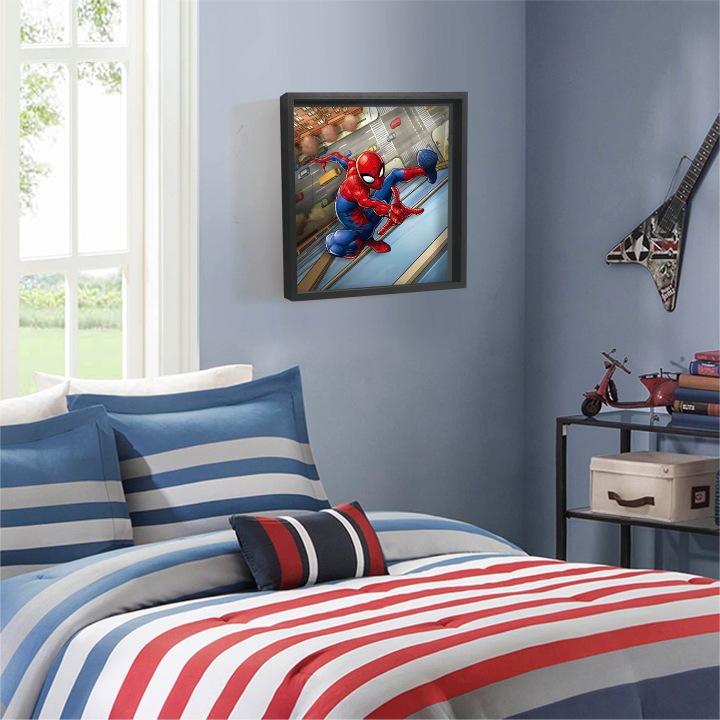 Idea Nuova Marvel Spiderman Childrens Dual Layer Wall Hanging Art Décor,MDF Frame, 16"x16"