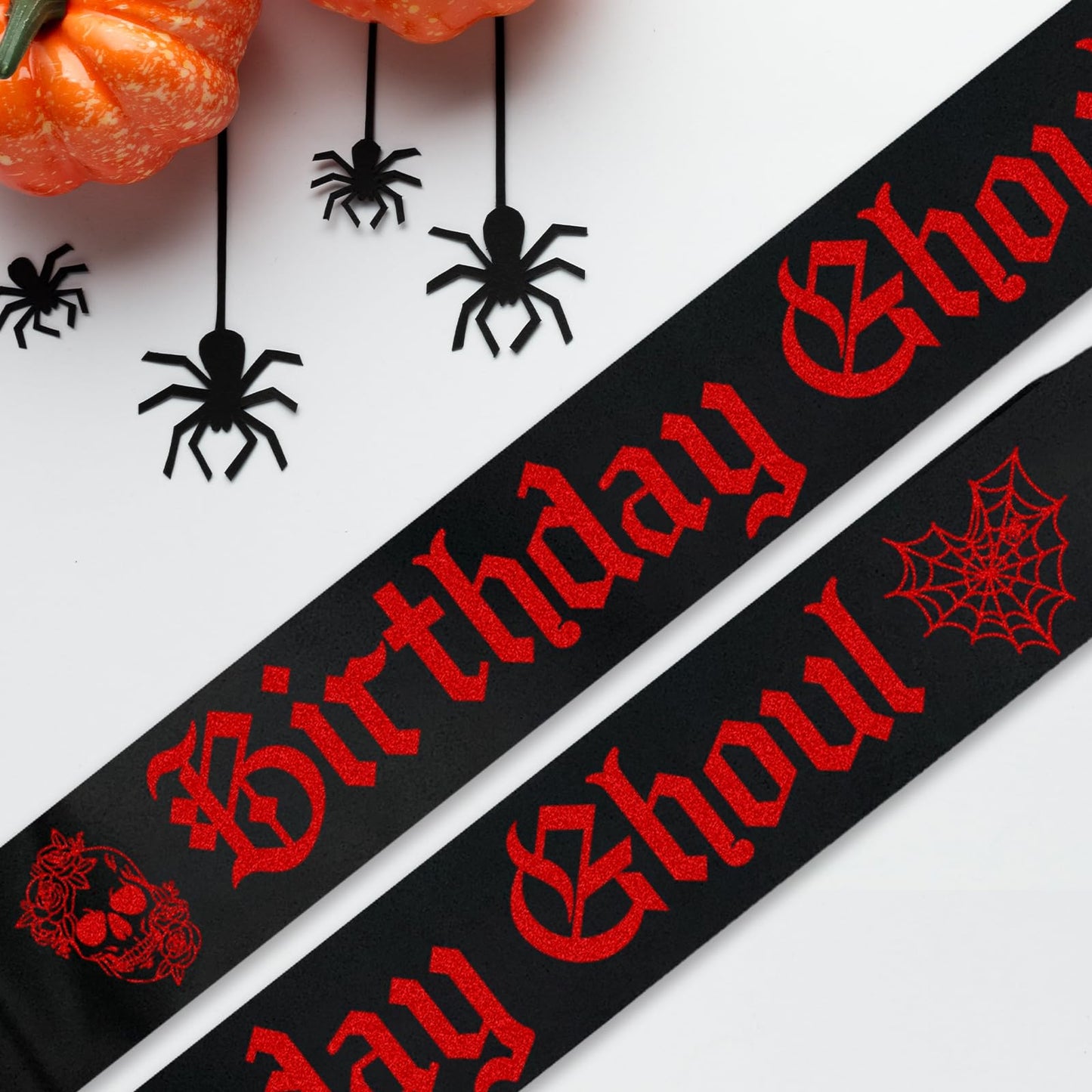 JXYCBZYing Black Birthday Ghoul Sash with Red Gothic Letters, Halloween Ghouls Night Out Sash, Ghost, Spooky, Emo Bday, Happy Boo Day Accessories, Decorations Ideas, Gifts, Jokes and Favors