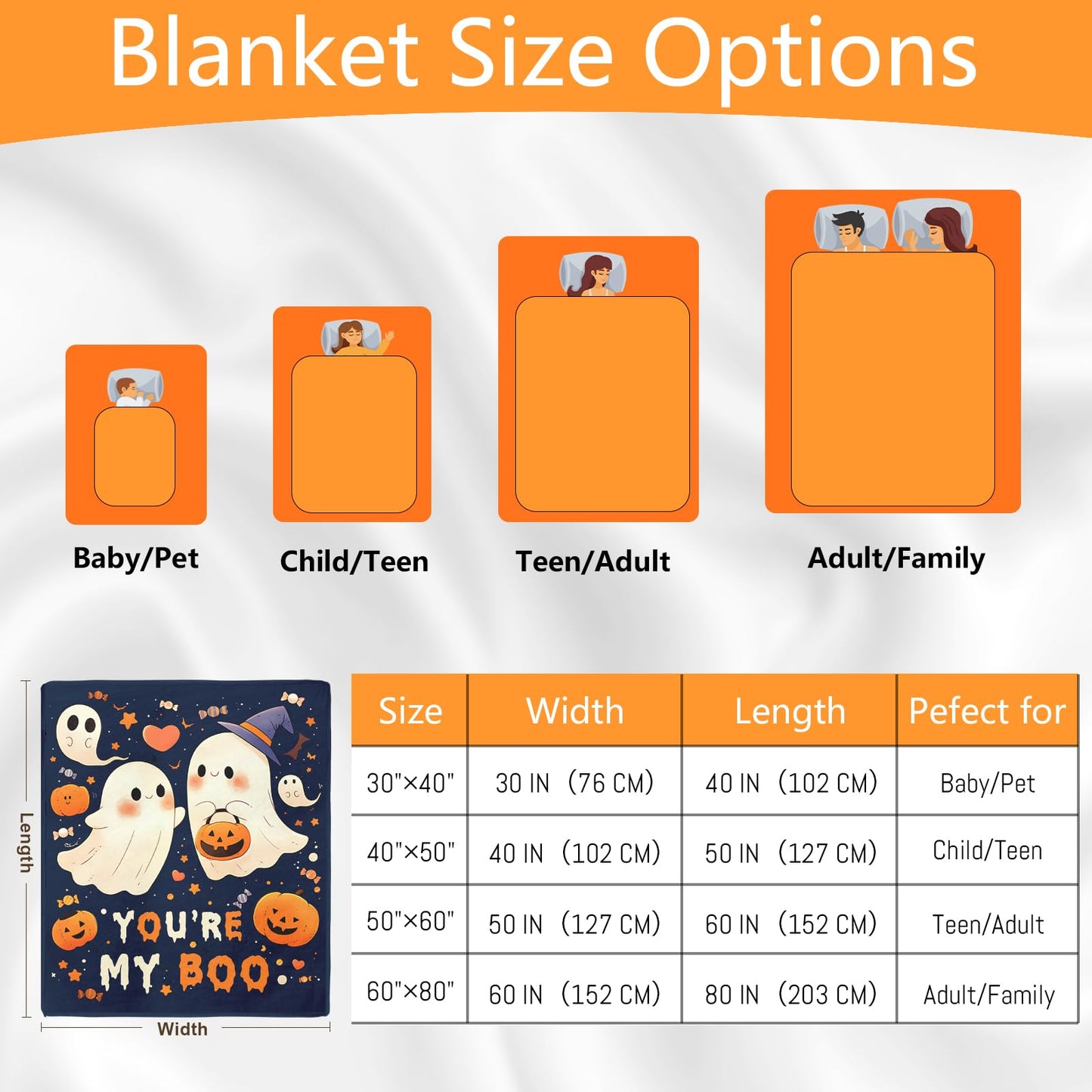 60×50 Halloween Throw Blanket for Women Men, Summerween Couple Boo Throw Blanket, Halloween Fall Flannel Blankets Hallo-Ween Boo Basket Stuffers for Him Her National Boyfriend Day Sofa Blankets