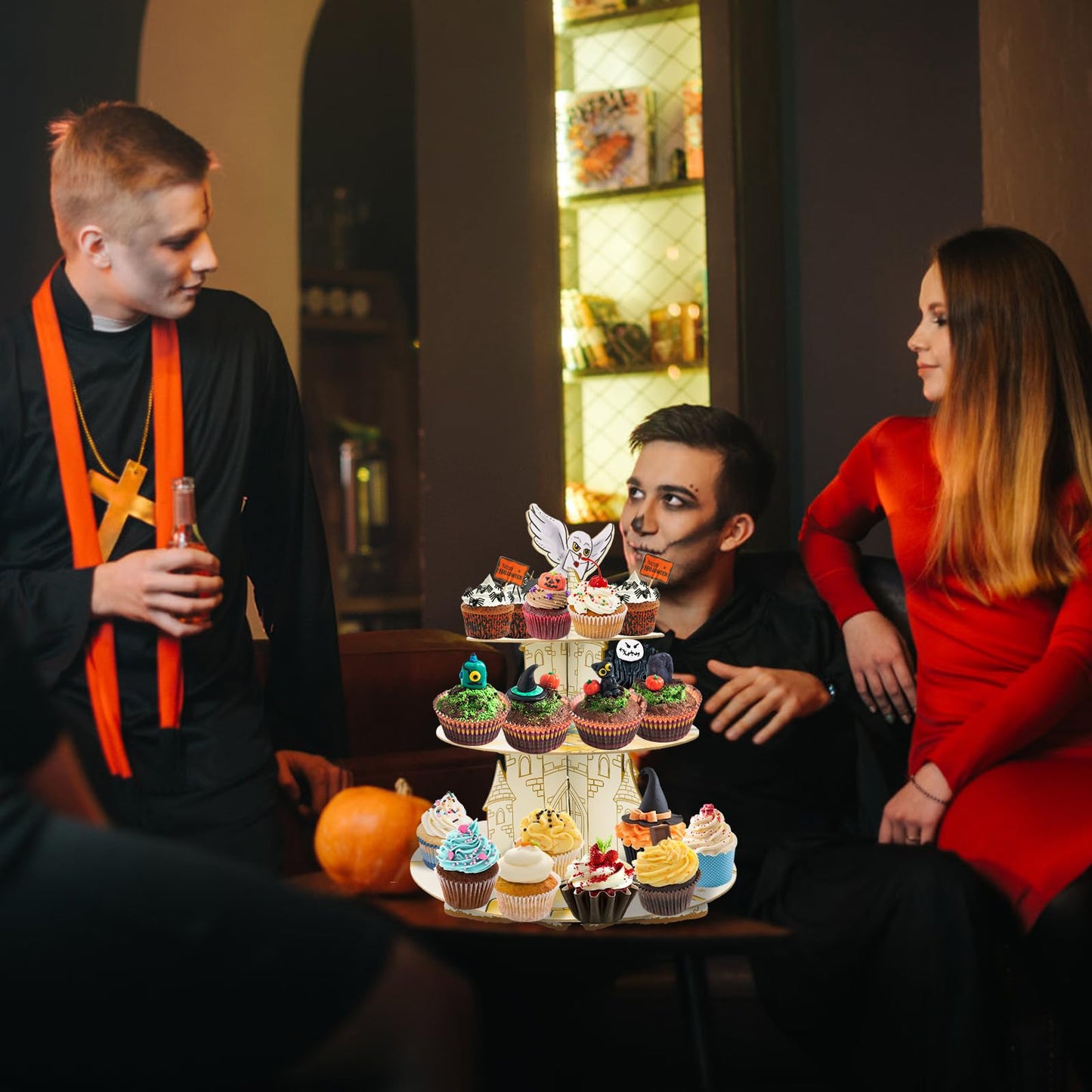 XEFINAL 3-Tier Magical Cupcake Stand - Wizard Birthday & Halloween Party Cake Stand - Gift for Magical Lovers (Birthday Styles)