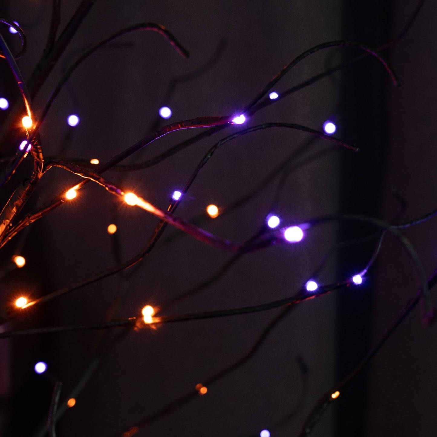 TW SHINE 6FT Halloween Lighted Black Birch Tree, 144 LED Purple and Orange Lights Artificial Spooky Tree with Timer, Waterproof Halloween Decoration for Indoor Outdoor Home Party Decor