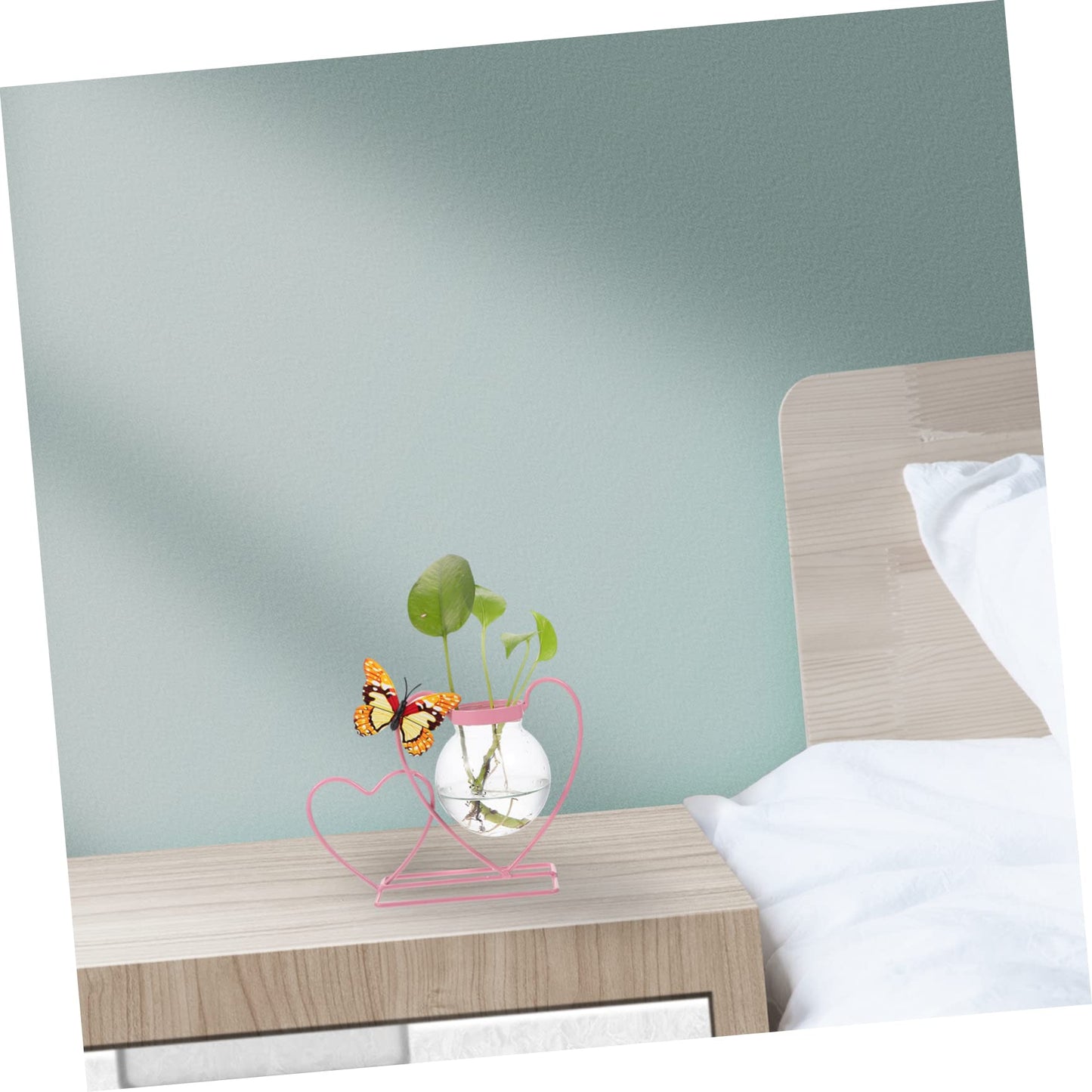 VINTORKY Hydroponic Vase Shape Plant Stand Iron Bonsai Pothos Glass Heart Shape Planter for Terrarium Plants Home Decor