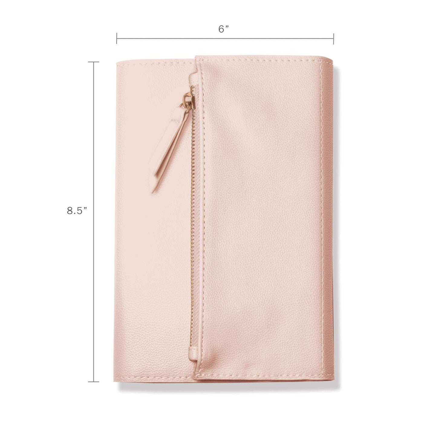 Fringe Vegan Leather Clutch Paperback Journal Encased In Soft Cover with Zippered Pouch Flap Closure, 240 Lined Sheets 6 x 8.5 Inches, Blush (135006)