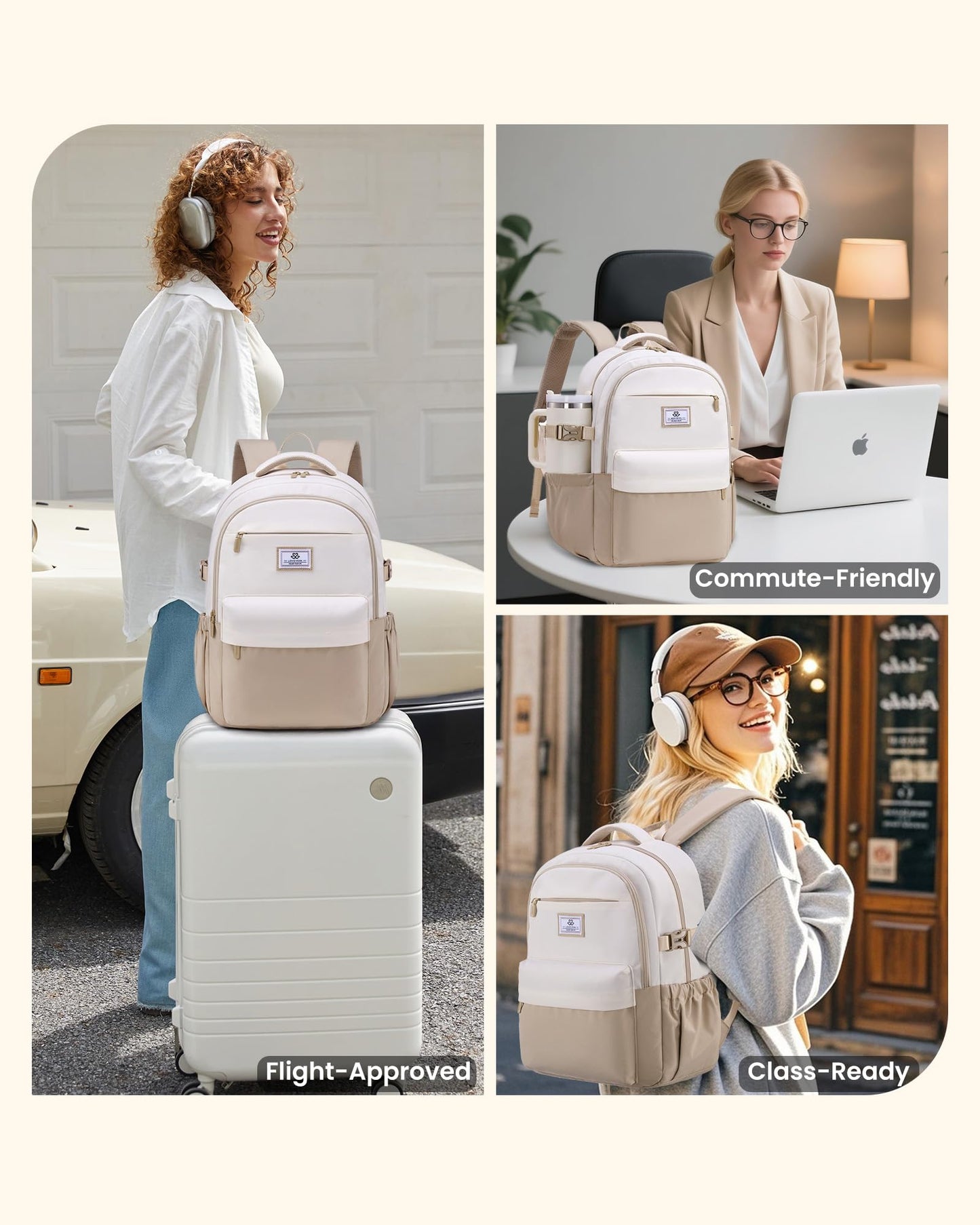 LOVEVOOK Laptop Backpack for Women Teens, 15.6" Computer Bag with 40oz Tumbler Buckle, College School Backpack,14 Pockets
