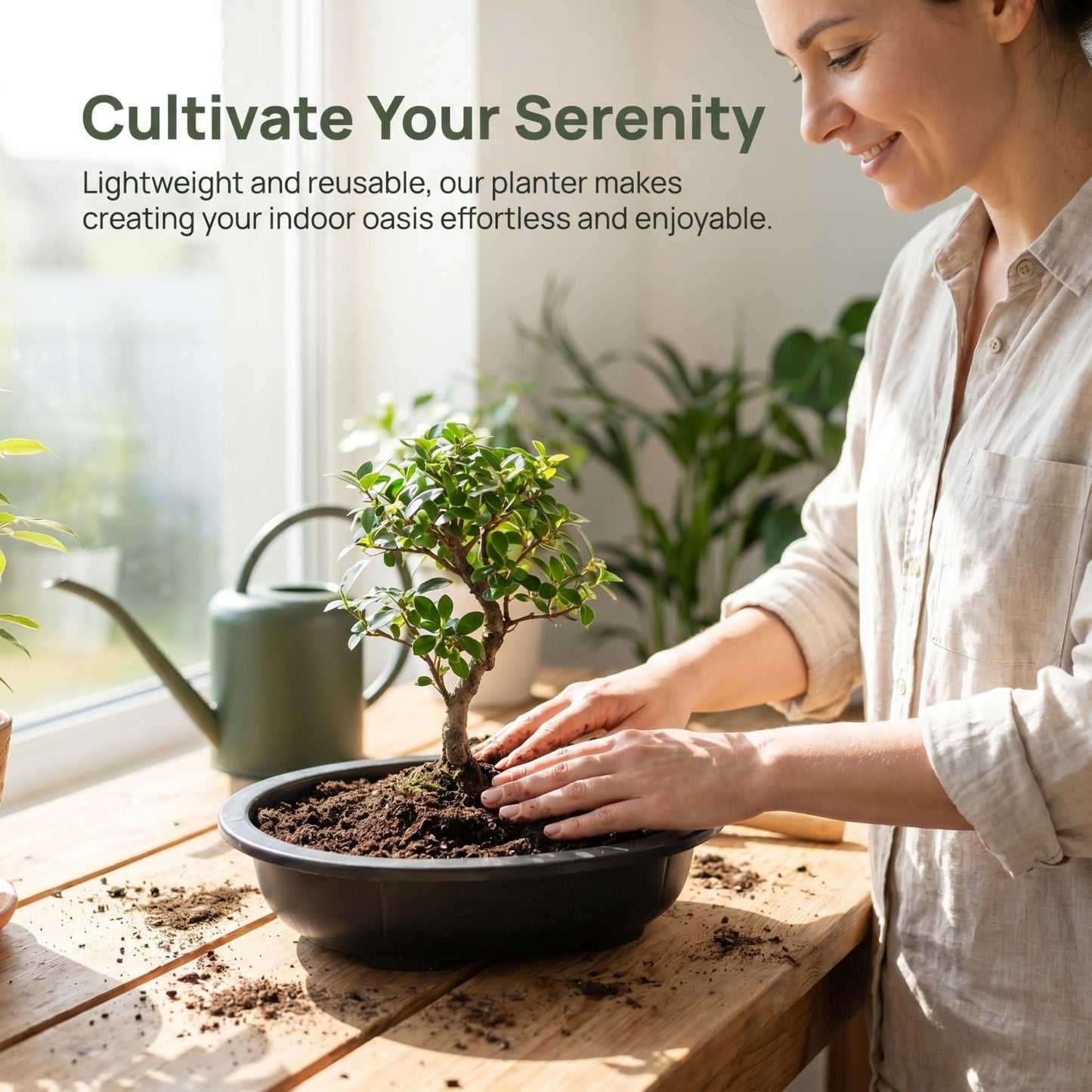 Kisangel 2pcs Large Oval Plastic Bonsai Pot Reusable Planting Planter for Indoor Outdoor Gardening with Drainage Holes, Suitable for Flower and Tree Cultivation