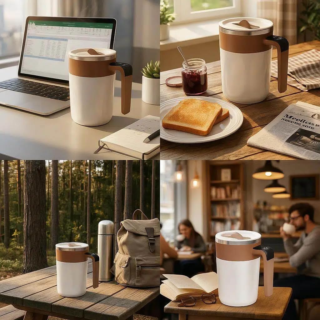 Lanchic Self Stirring Mug,Self Stirring Coffee Mug,Suitable for Coffee, Milk, Cocoa and Other Beverages (Black)