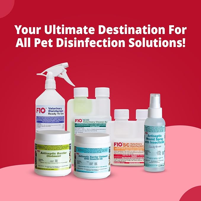 F10 Ready To Use All Purpose Disinfectant for Kennels, Litter Box, Cage, Terrariums, Habitats, Vet Practices - 1 Liter (1.06qt)