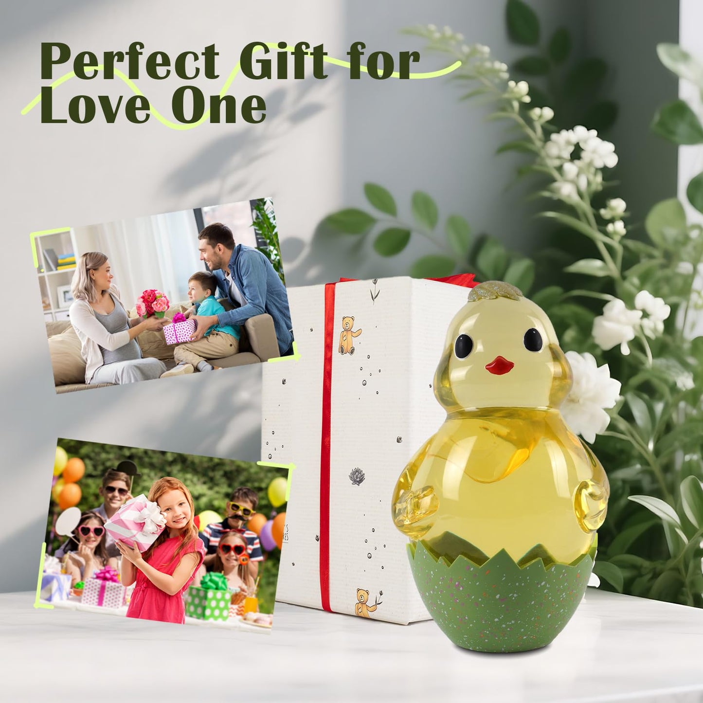 Spring Easter Chick Snow Globe Decor with Swirling Glitter, Easter Egg-Chick Snowglobe with 6H Timer, USB or Battery Operated, Easter Chick Decor for Holiday Spring Home Decor and Gift (Chick)