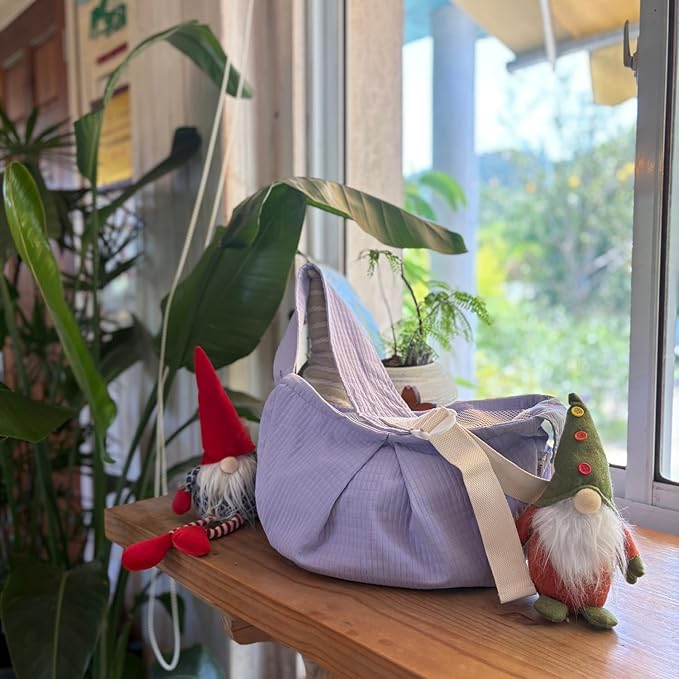Ferret Sling Carrier - Pet Carrying Bag with Adjustable Strap Hands Free Shoulder Bag Crossbody Travel Slings Soft Small Animal Bonding Pouch Front Backpack for Ferret Rabbit Puppy Kitten (Purple)