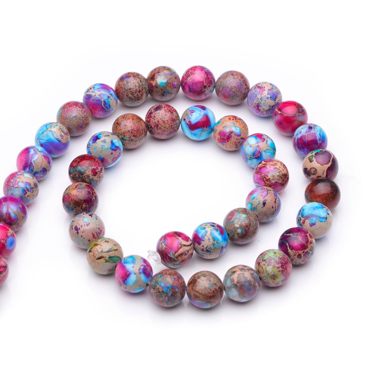 Youngbling Natural Gemstone Beads for Jewelry Making,10mm Purple-red Imperial Jasper Polished Round Smooth Stone,Genuine Real Stone Beads for Bracelet Necklace 15 Inch