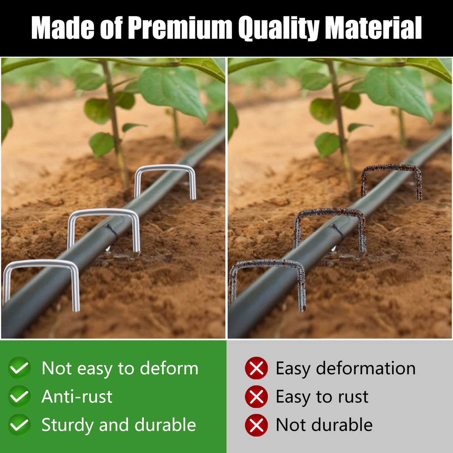 FEED GARDEN 6 Inch 100 Pack Galvanized Landscape Staples Plant Cover Stakes 11 Gauge Tent Stakes Garden Stakes Landscaping Fabric SOD Pins Yard Stakes for Decoration Weed Barrier Fabric
