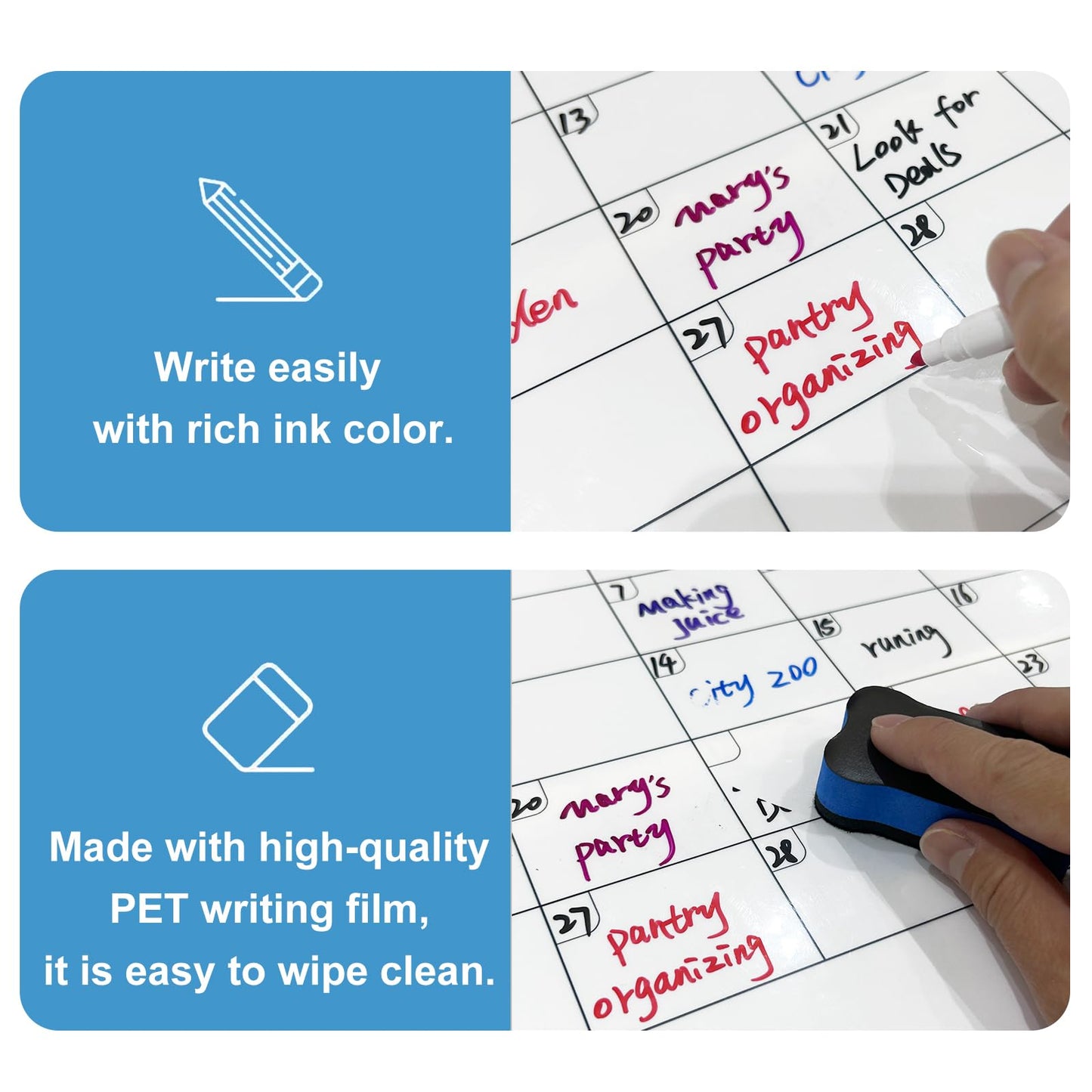 UCMD Monthly Magnetic Dry Erase Calendar Whiteboard Set (4-Pack) for Fridge,Reusable Monthly and Weekly Planners with List & Blank Board, 8 Markers, 1 Eraser,1 Magnetic Storage Box and 5 Magnets