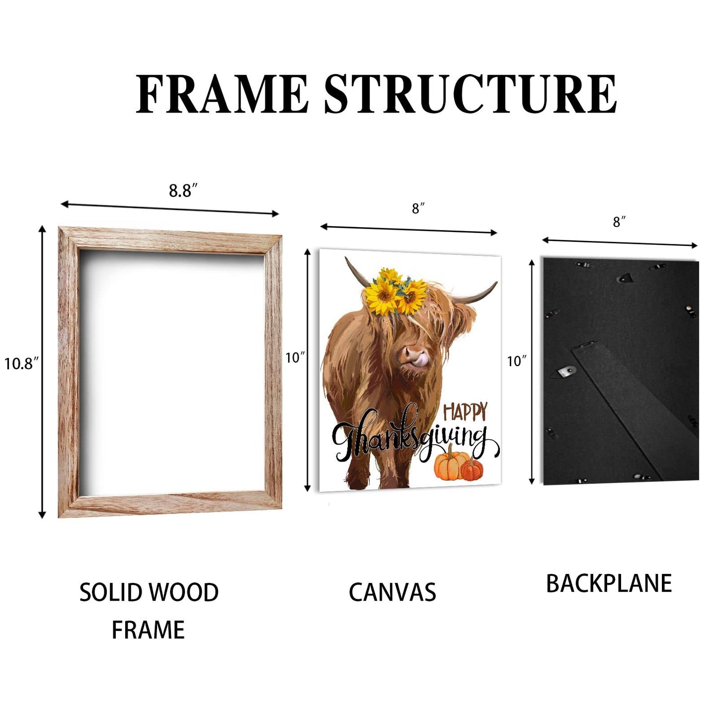 YPY Highland Cow Canvas Wall Art with 7 Interchangeable Holiday Sayings,Rustic Farmhouse Wall Sign 11"x9" Wood Frame, Seasonal St. Patrick's Day & Year-Round Home Decor for Living Room Bedroom Office