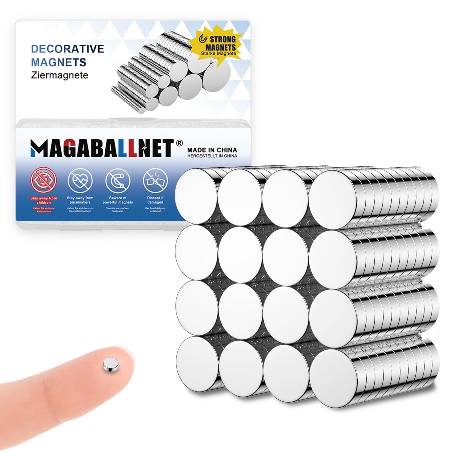 MAGABALLNET 200 Pack 4×2mm Strong Magnets, Neodymium Magnet, Small Magnets for Crafts, Refrigerator, Whiteboard, DIY, Office, Door, 3D Printer
