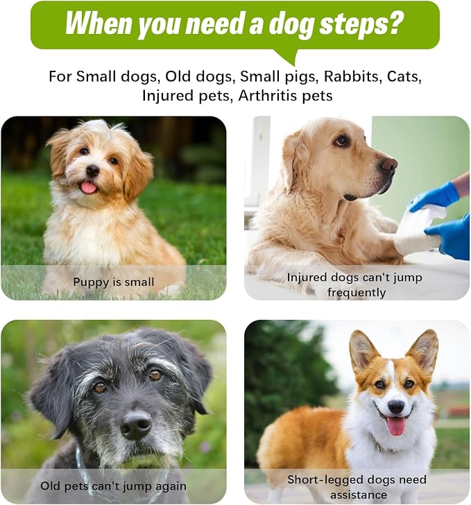 Dog Stairs for High Beds Up to 25", Gentle Slope Pet Dog Steps for Small Dogs, Non-Slip Sturdy Doggie Ramp Steps for Elder Dogs/Cats to get on Bed/Couches, Grey