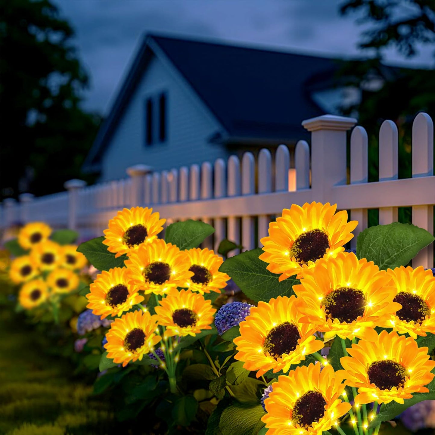 Solar Garden Lights Outdoor, 4 Pack Sunflower Lights with 24 Sunflower, Waterproof 60 Led Garden Fall Decor, Gifts for Mom Grandma, Decorative Solar Flowers for Pathway Patio Yard Flowerbed Decoration