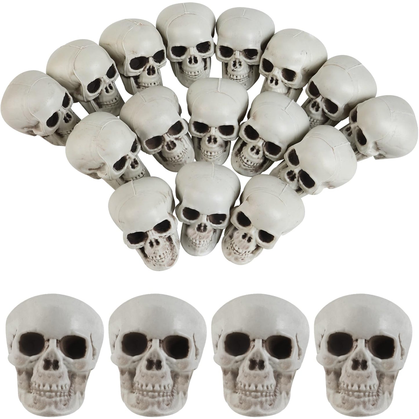 Junware 20 Pcs Halloween Skulls Realistic Looking Skulls Skeleton Head for Halloween Bar Home Table Decoration Model Human Skeleton Statue (1.6 x 1.8 x 2.3 Inches)
