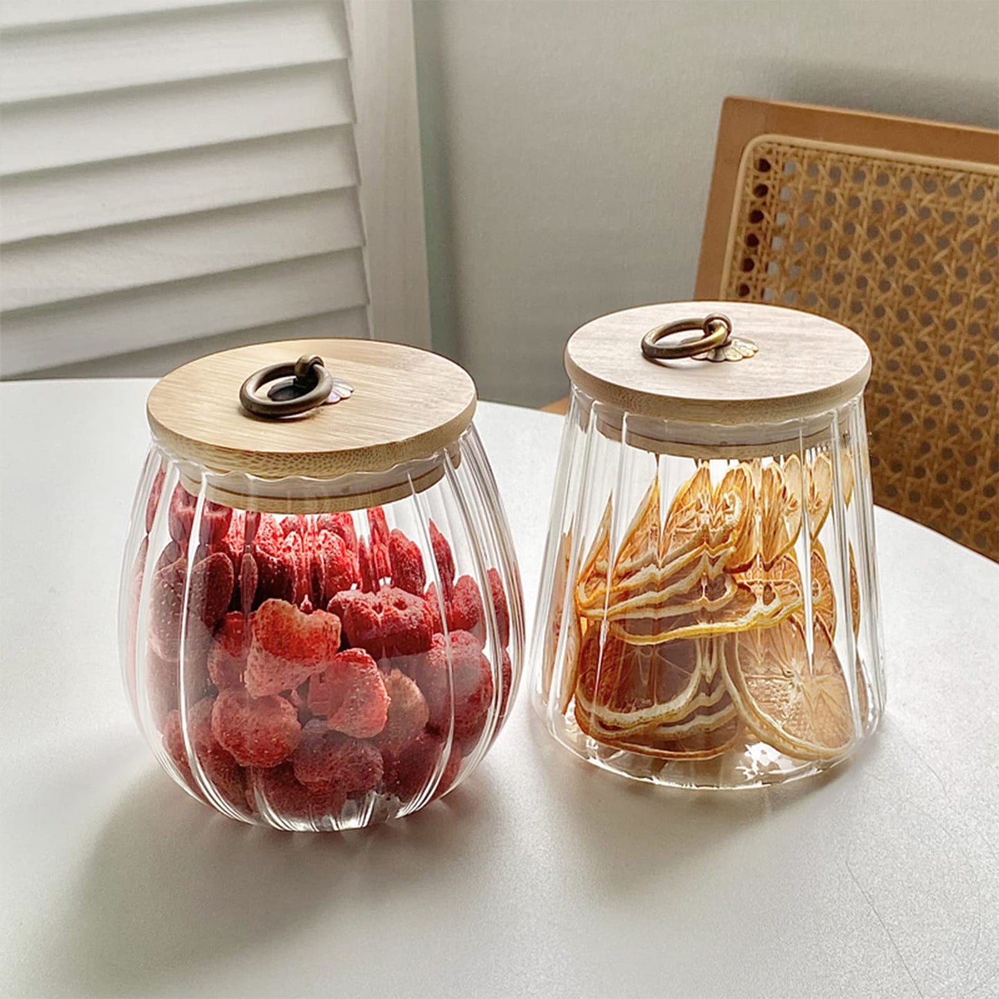 Galazzz 38 FL OZ Glass Jars with Bamboo Lids, Airtight Storage Containers, Large Candy Jars for Coffee Nuts Cookies, Decorative Glass Canister, 1130ml Oval