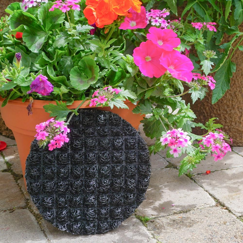 Drain Smart 3D Mesh Planter Pot Drainage Insert Disc – Made in USA – Keeps Soil in, Lets Water Drain Out – Cleaner, Lighter Alternative to Gravel for Indoor & Outdoor Planters (6" – 5 Pack)