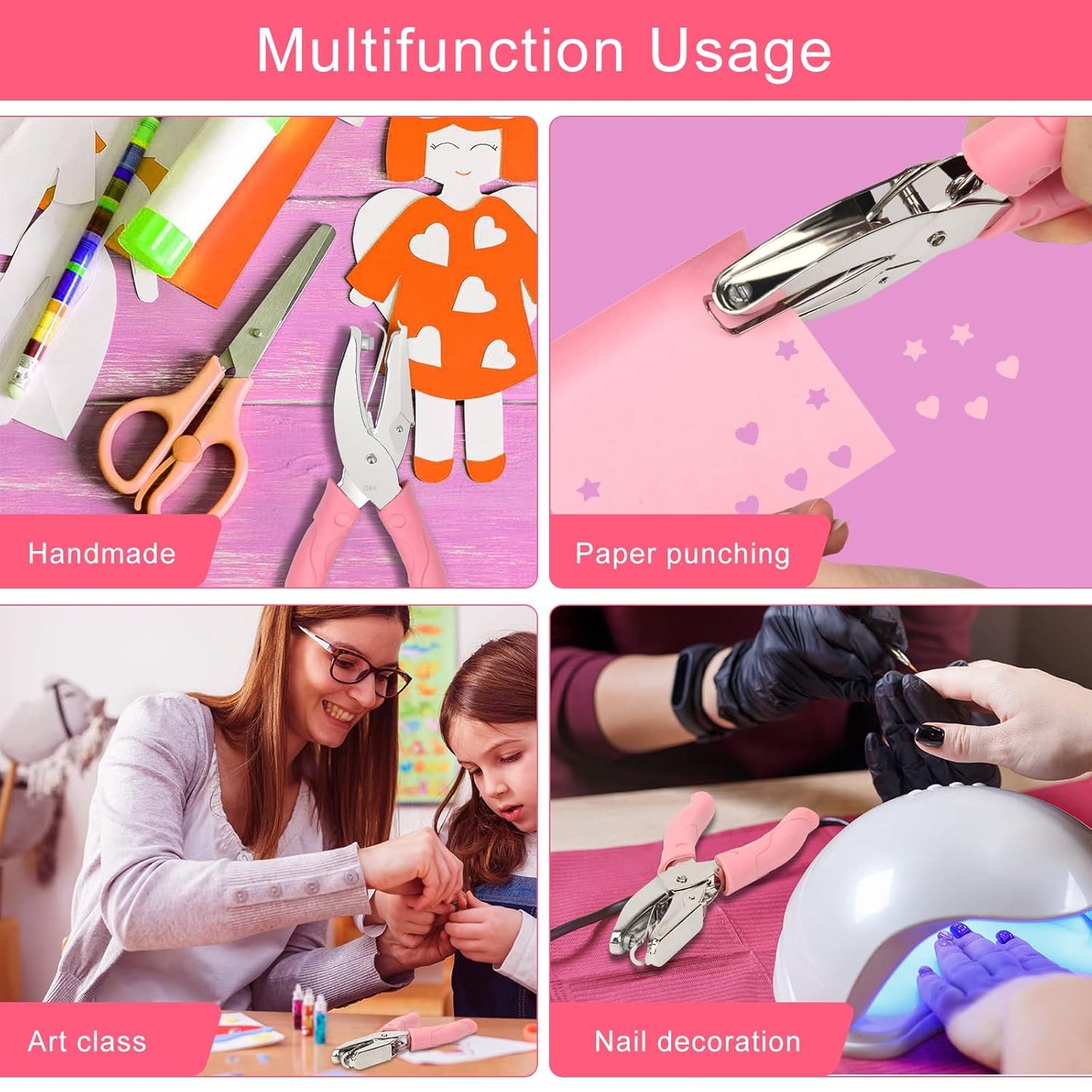 2 Pieces Heart and Star Handheld Hole Paper Punch Metal Single Hole Paper Punch Punchers with Soft-Handled Tags for Clothing Ticket DIY Craft Tags Scrapbook Tool, 1/4 inch