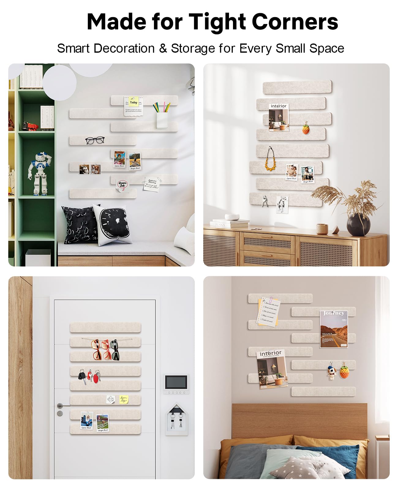 Small Cork Bulletin Board Tiles, Felt Wall Decor and Office Desk Accessories for Vision, Message Center, Picture and Prayer Board, Dorm, Room, Home Office Essentials and Organization(Oatmeal)