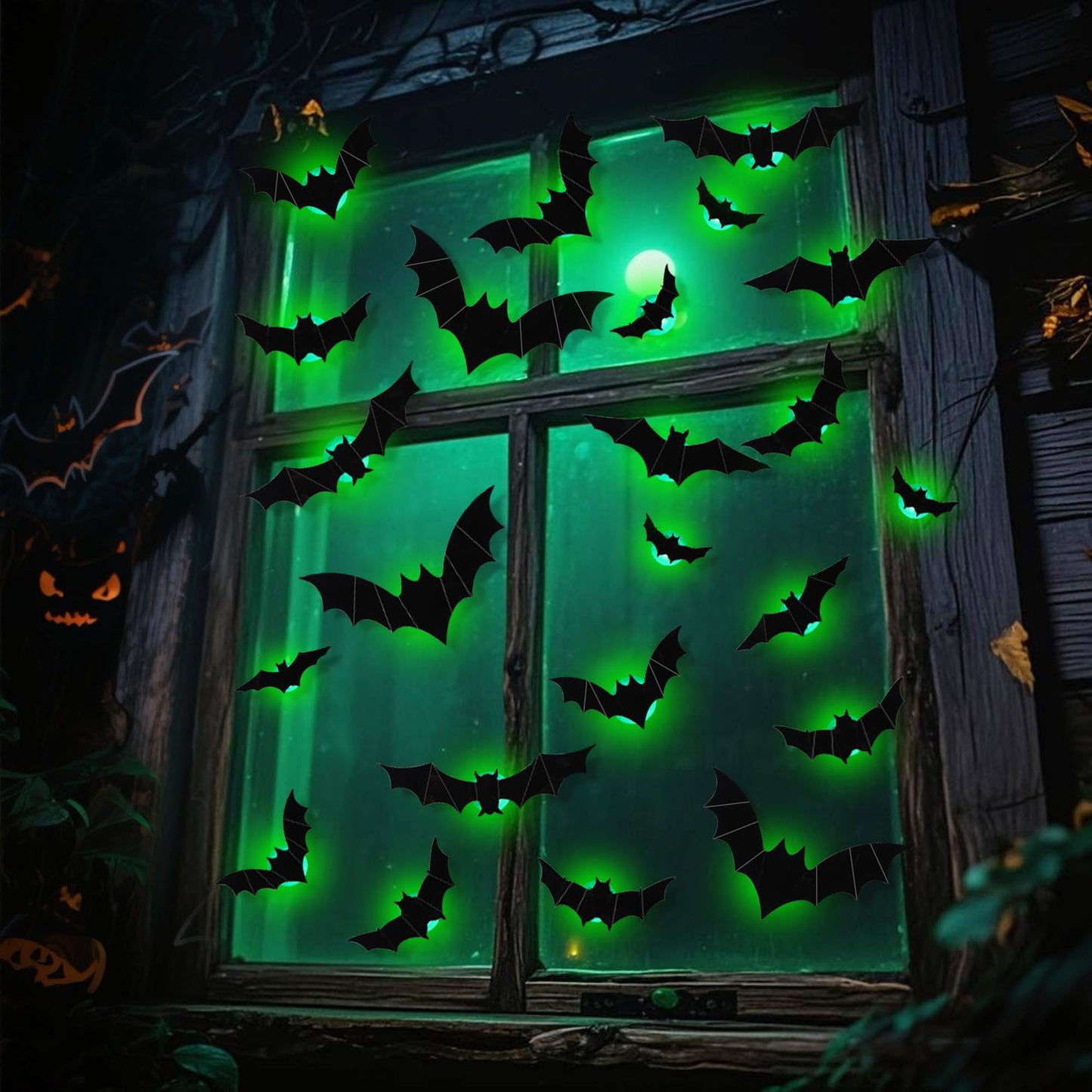 DR.DUDU 36 Pack Bats Halloween Decorations Bat Wall Stickers