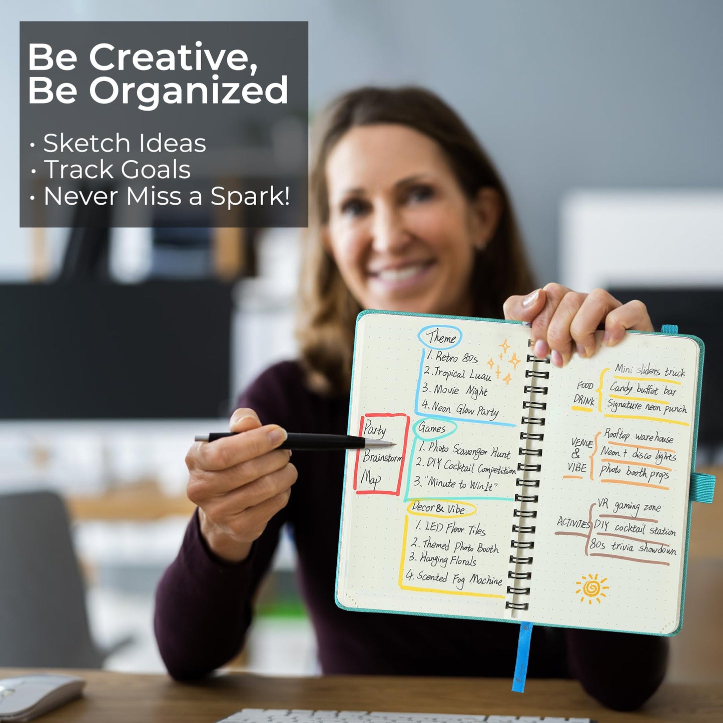 IN-LUXPRO Planner 2026-2027 Daily Weekly and Monthly,6.5"x3.75",18 Months Spiral Bound Calendar Agenda with Self-adhesive Pen Holder,2026 Academic Plan with Vegan Leather Soft Cover,Light Blue