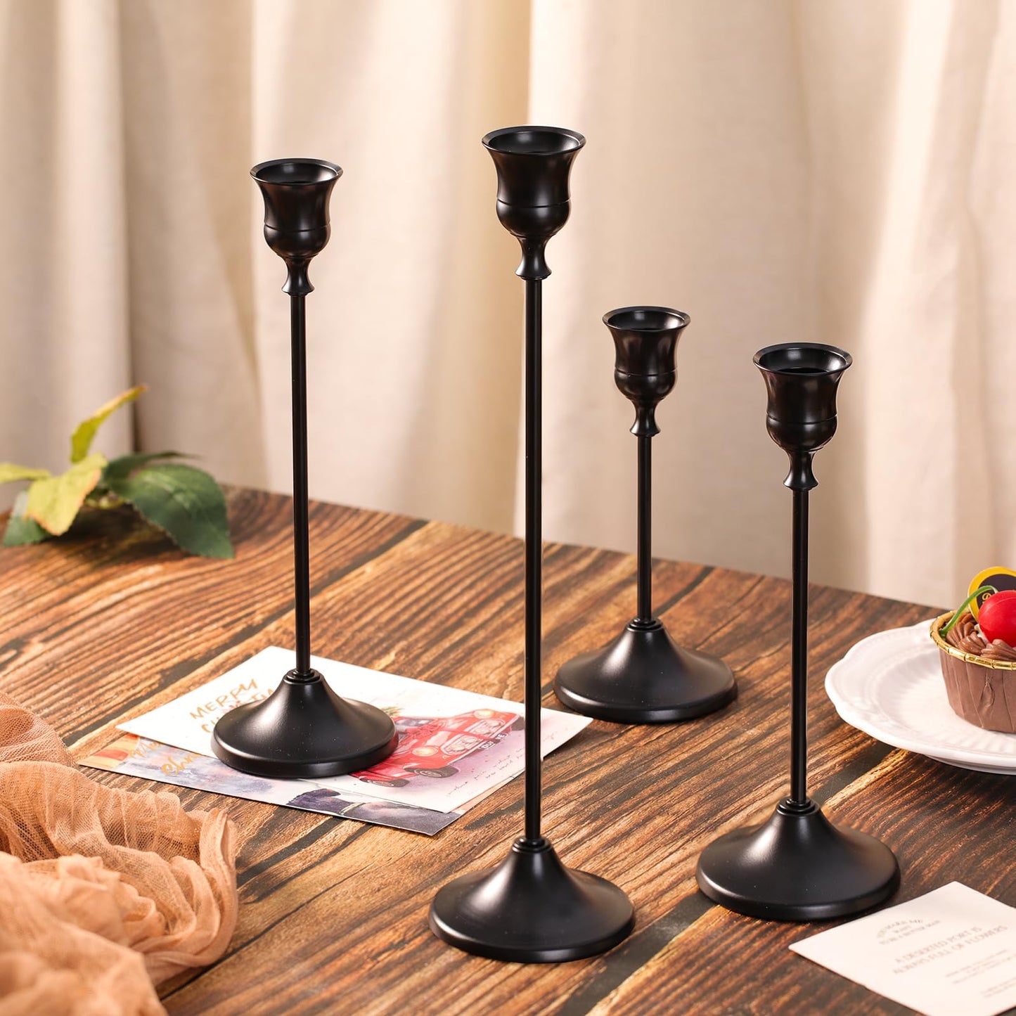 Sunnyfuture Candlestick Holders, 12PCS Taper Candle Holder for Candlesticks, Black Candle Holders for Table Centerpiece, Wedding, Party